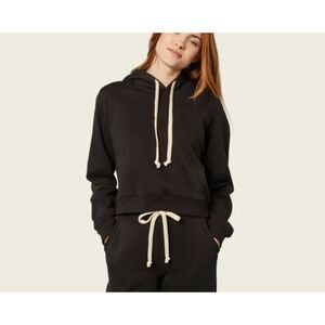 ITALIC Cropped Cloudfleece Hoodie Black‎ Medium